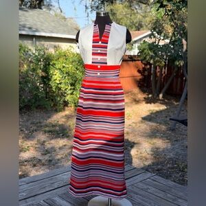 Vintage 1970s Mr. Sergio Striped Maxi Dress